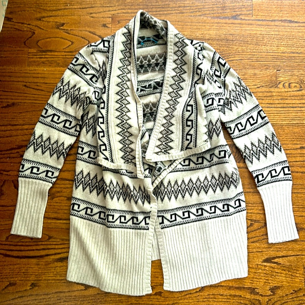 Alice + Olivia Black and Cream Patterned Cardigan